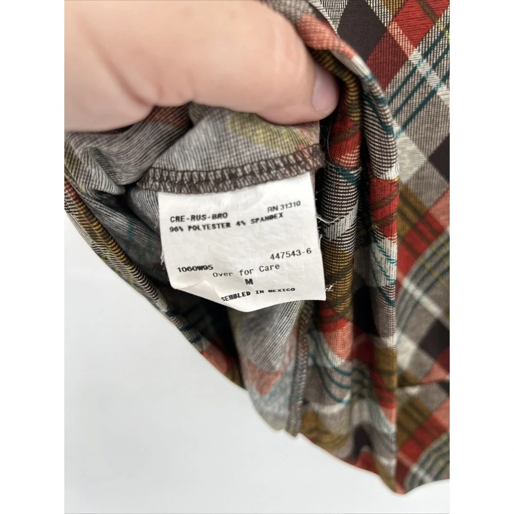 Iz Byer Womens Y2K Cap Sleeve Plaid Top Size‎ Medium Brown Academia Grunge Bratz